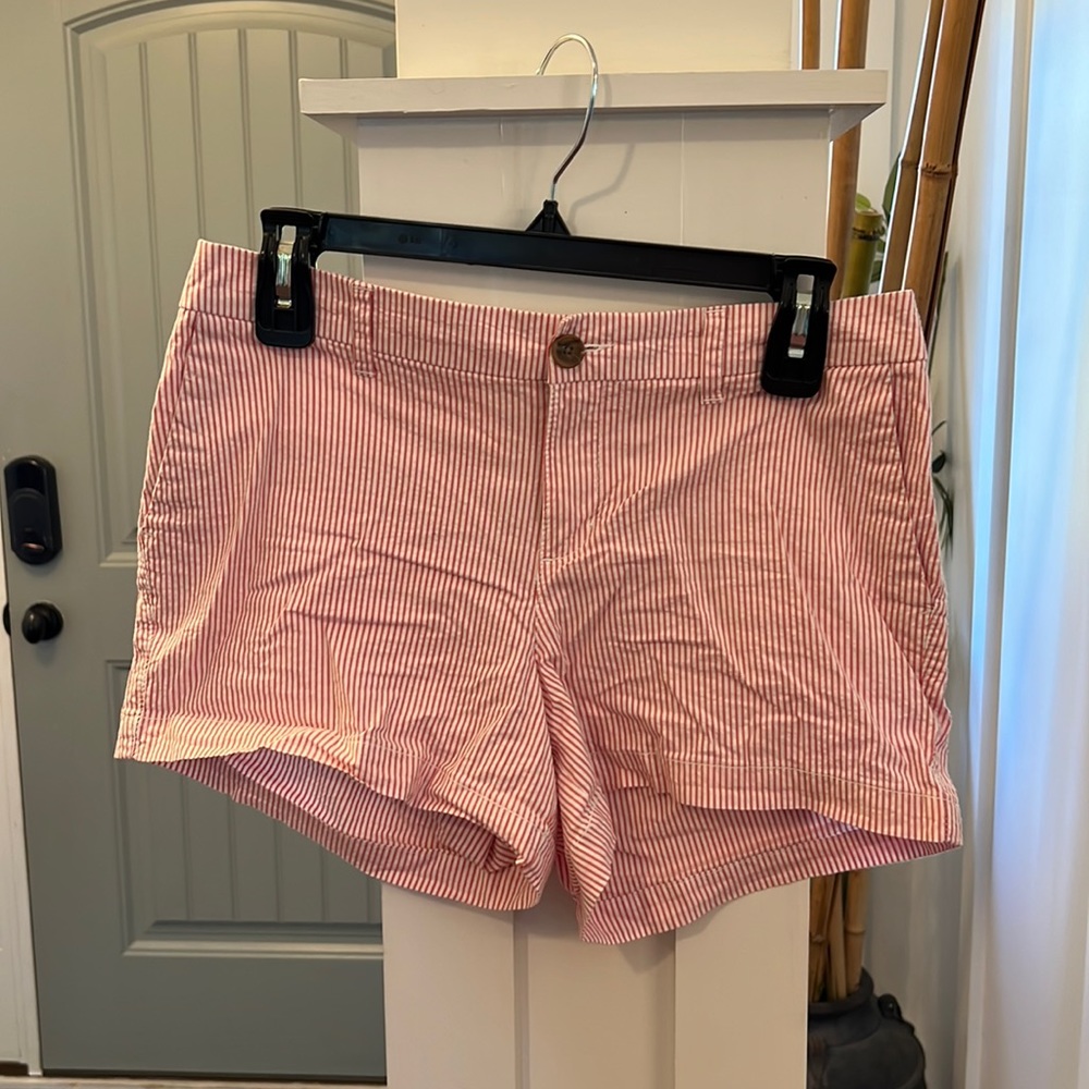 Red Seersucker Shorts